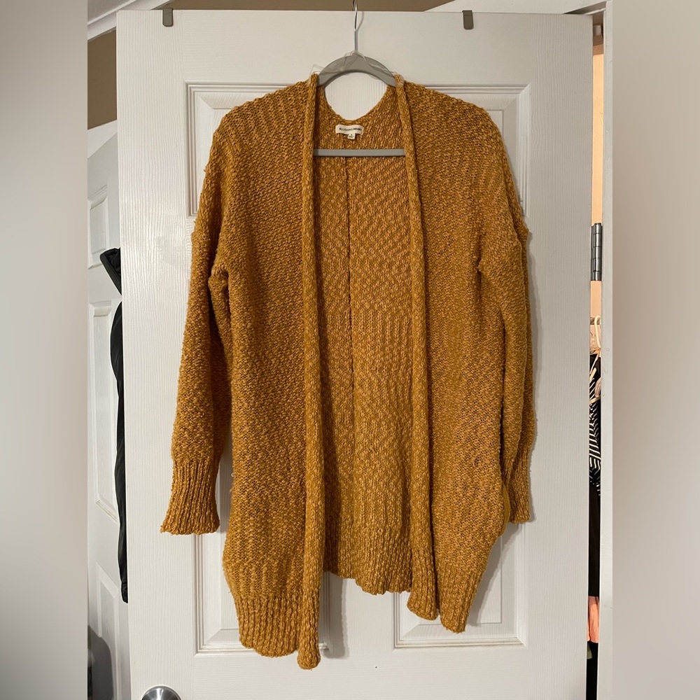 Oversized mustard popcorn cardigan